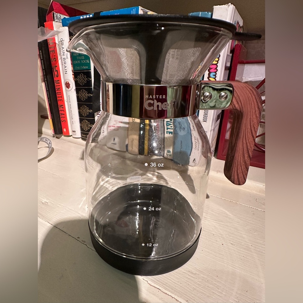 Master Chef Pour Over Coffee Maker 36 oz Glass Carafe With Reusable Metal Filter